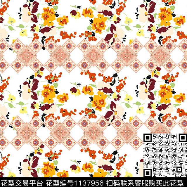 波西米亚女装简约数码印花华亿平台下载（图片编号: 1137956） - 瓦栏（Walan）