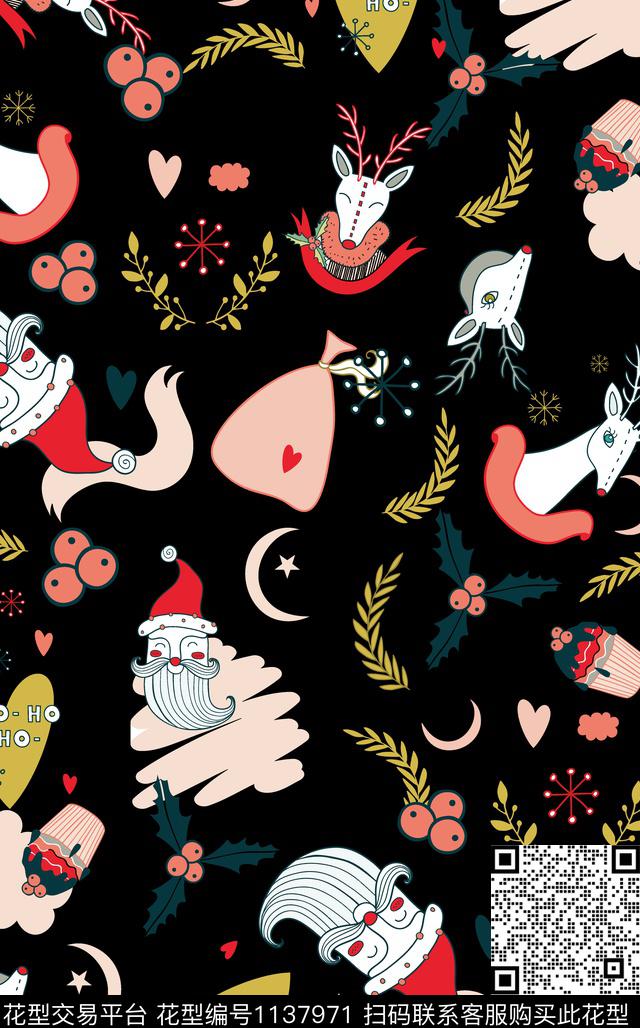 趣味圣诞爱心传统印花华亿平台下载（图片编号: 1137971） - 瓦栏（Walan）