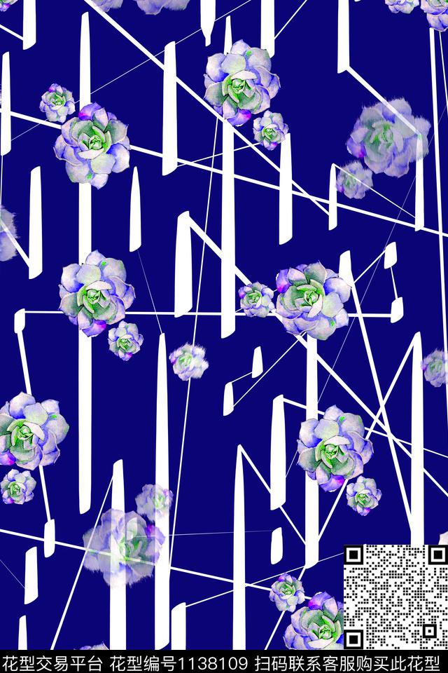 线条多肉女装数码印花华亿平台下载（图片编号: 1138109） - 瓦栏（Walan）