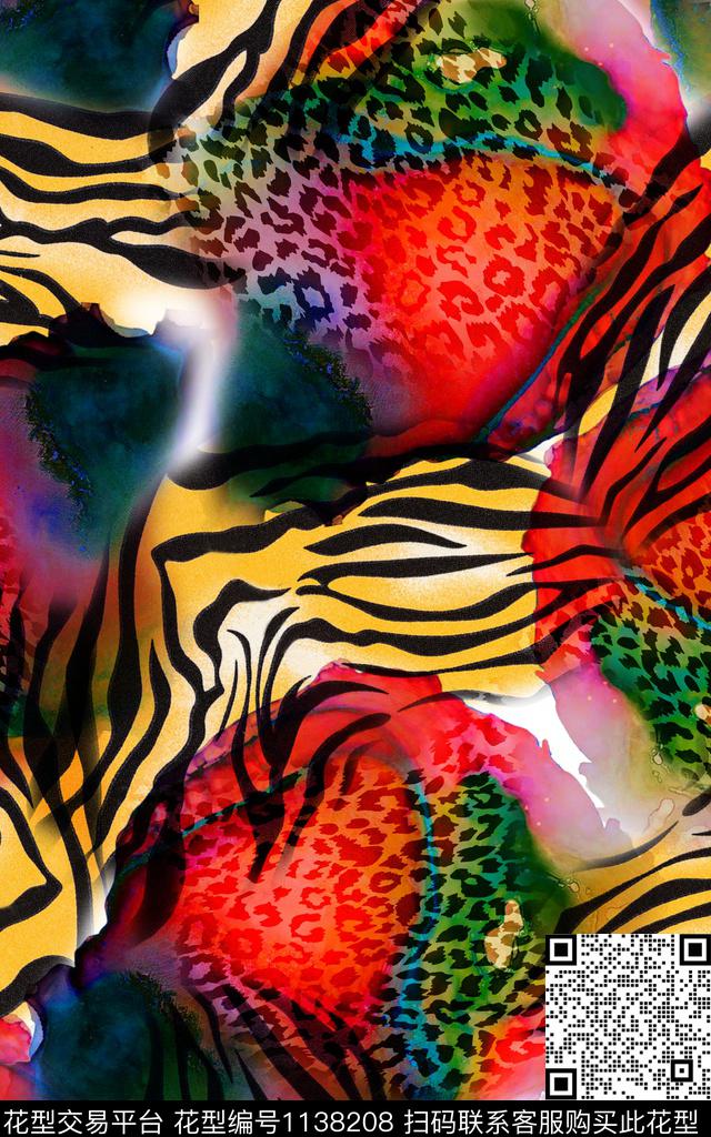 洋阳---动物纹豹纹与虎纹水彩肌理数码印花华亿平台下载（图片编号: 1138208） - 瓦栏（Walan）