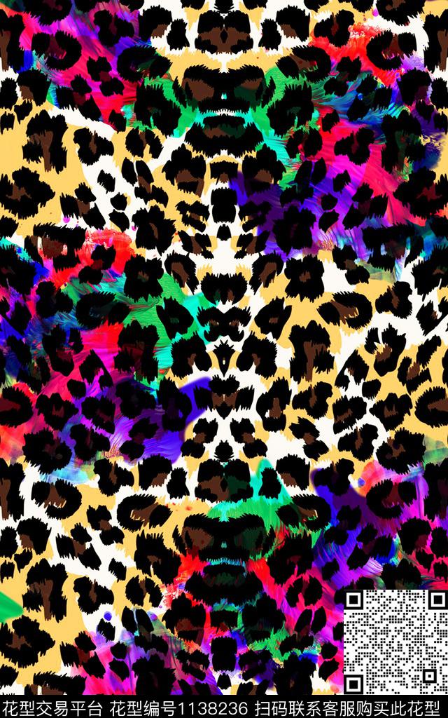 洋阳---动物纹豹纹与油画肌理时尚动物纹数码印花华亿平台下载（图片编号: 1138236） - 瓦栏（Walan）