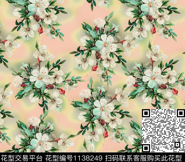 手绘植物花卉数码印花华亿平台下载（图片编号: 1138249） - 瓦栏（Walan）