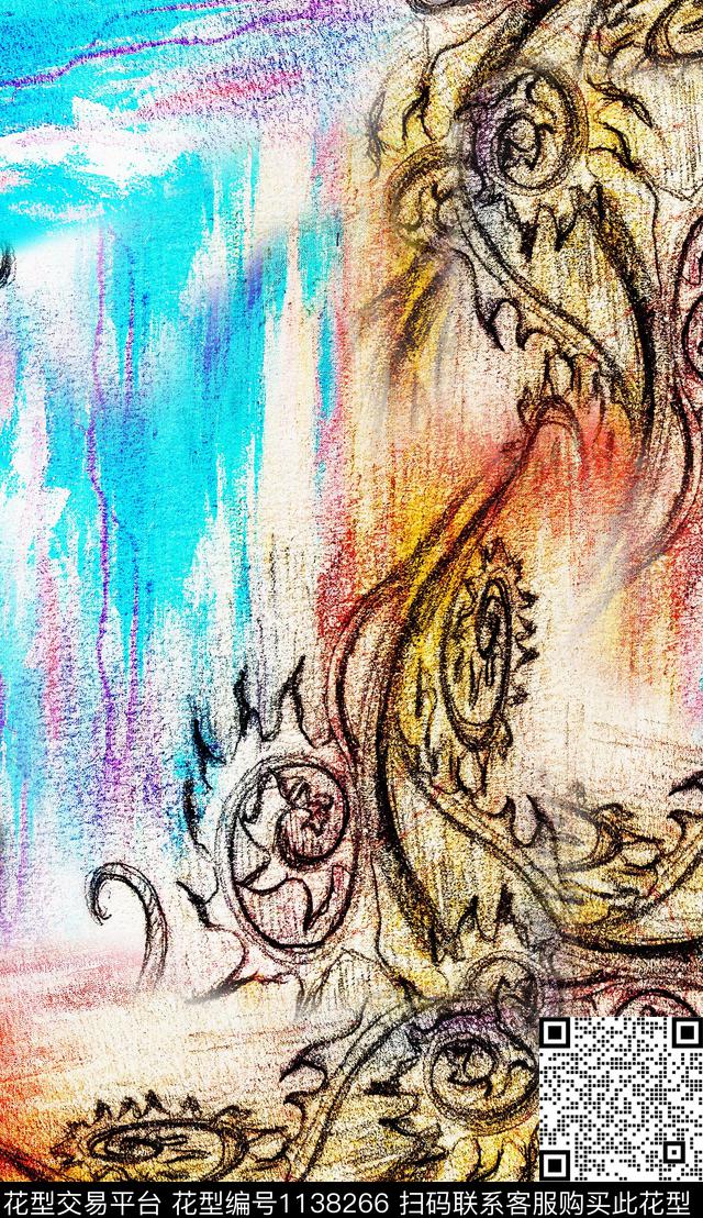 清爽复古民族风数码印花华亿平台下载（图片编号: 1138266） - 瓦栏（Walan）