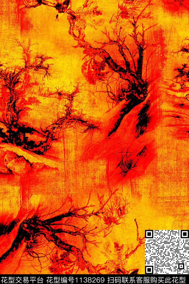 肌理抽象民族风数码印花华亿平台下载（图片编号: 1138269） - 瓦栏（Walan）