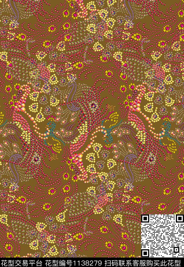 复古民族风花纹数码印花华亿平台下载（图片编号: 1138279） - 瓦栏（Walan）