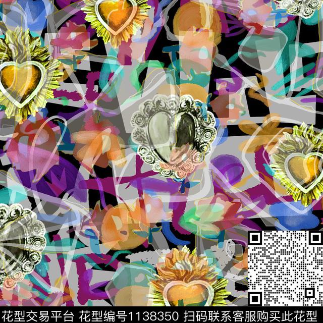 抽象男装几何数码印花华亿平台下载（图片编号: 1138350） - 瓦栏（Walan）