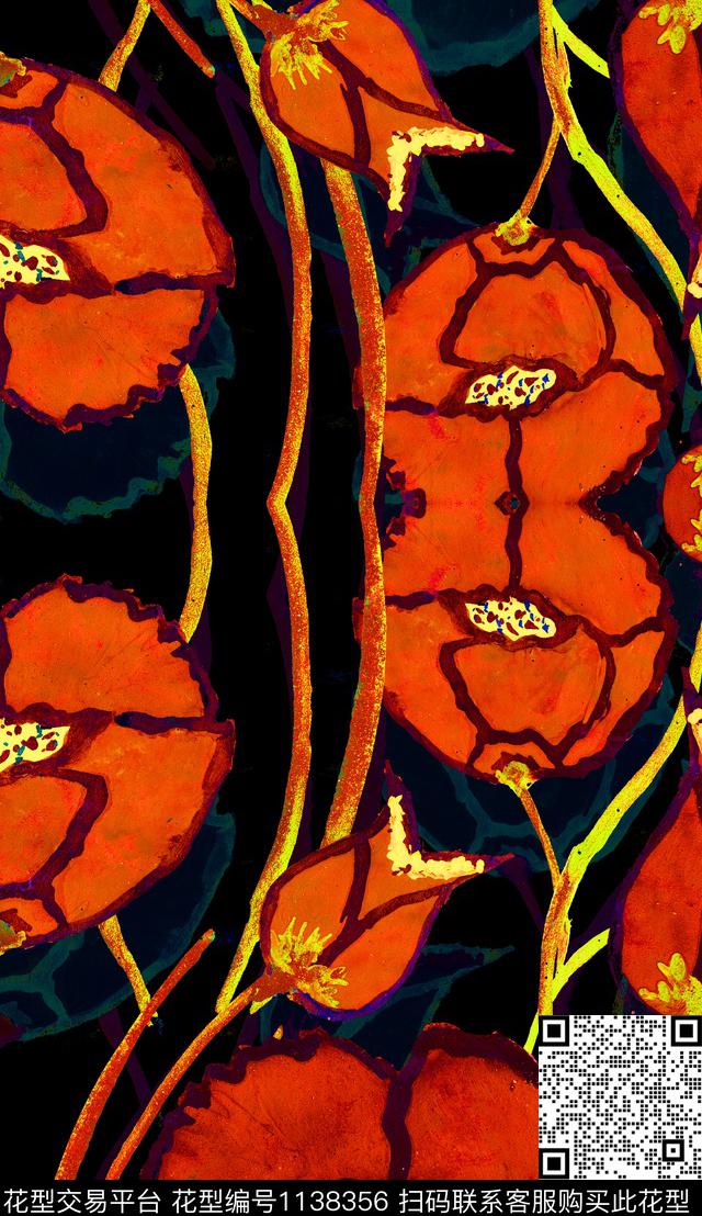 清爽复古定位花数码印花华亿平台下载（图片编号: 1138356） - 瓦栏（Walan）