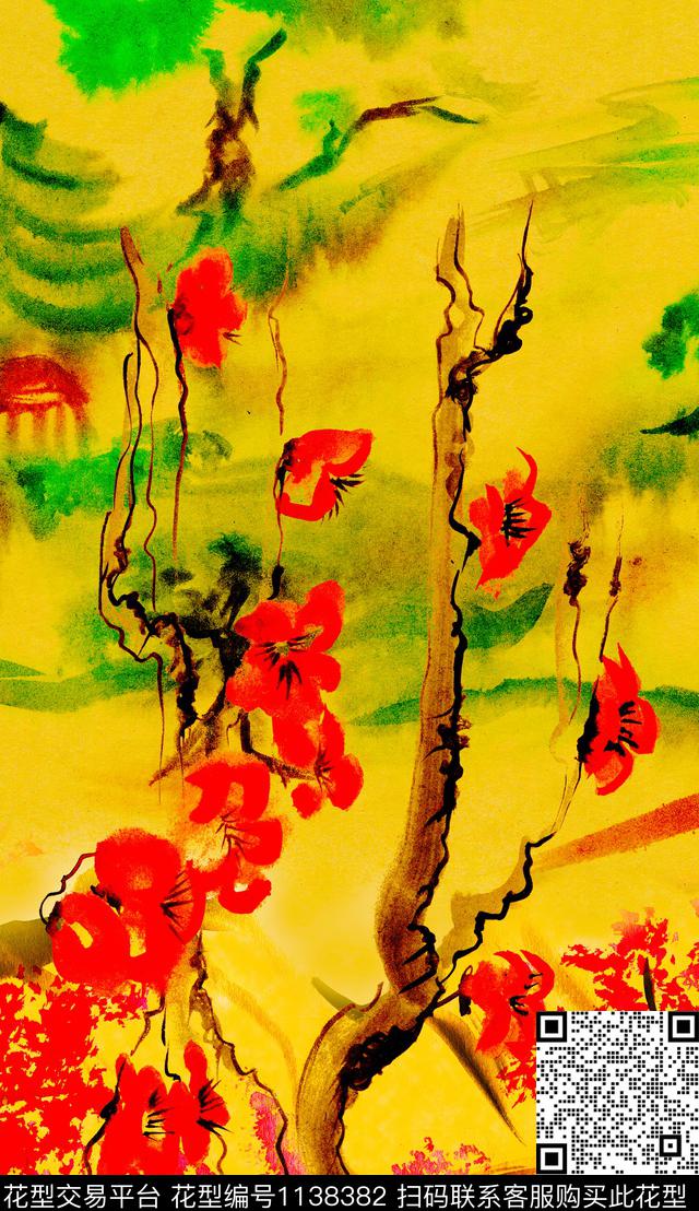 清爽复古定位花数码印花华亿平台下载（图片编号: 1138382） - 瓦栏（Walan）