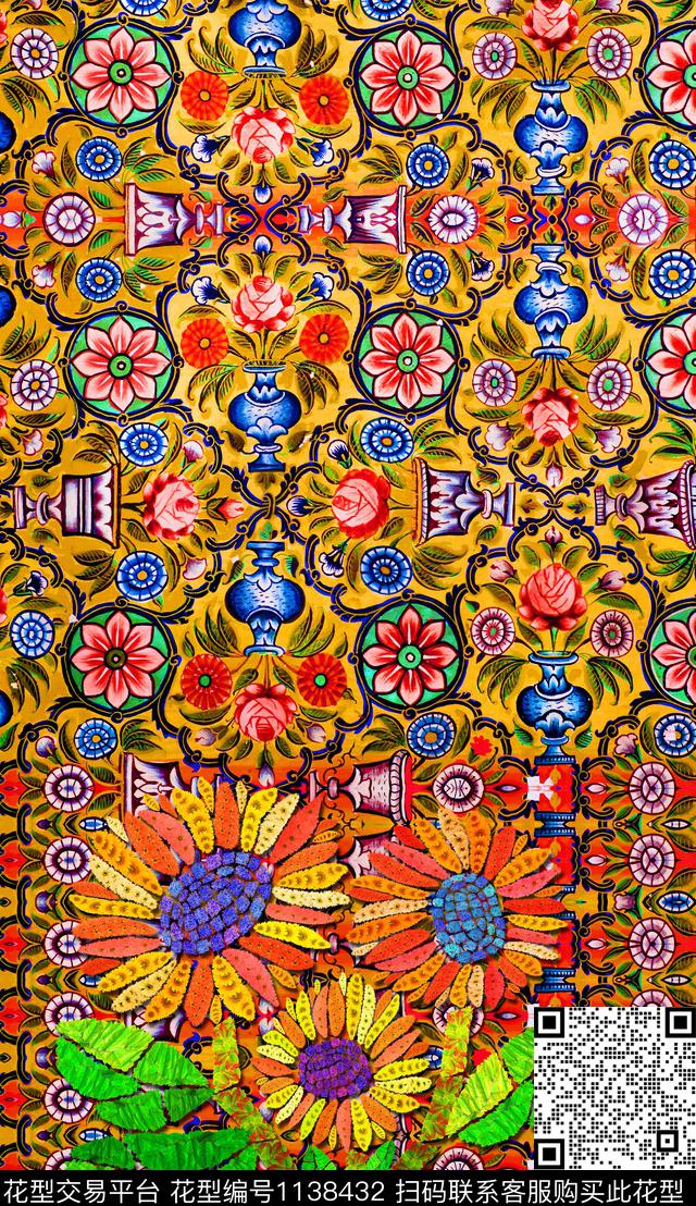 复古波西米亚杭州数码印花华亿平台下载（图片编号: 1138432） - 瓦栏（Walan）