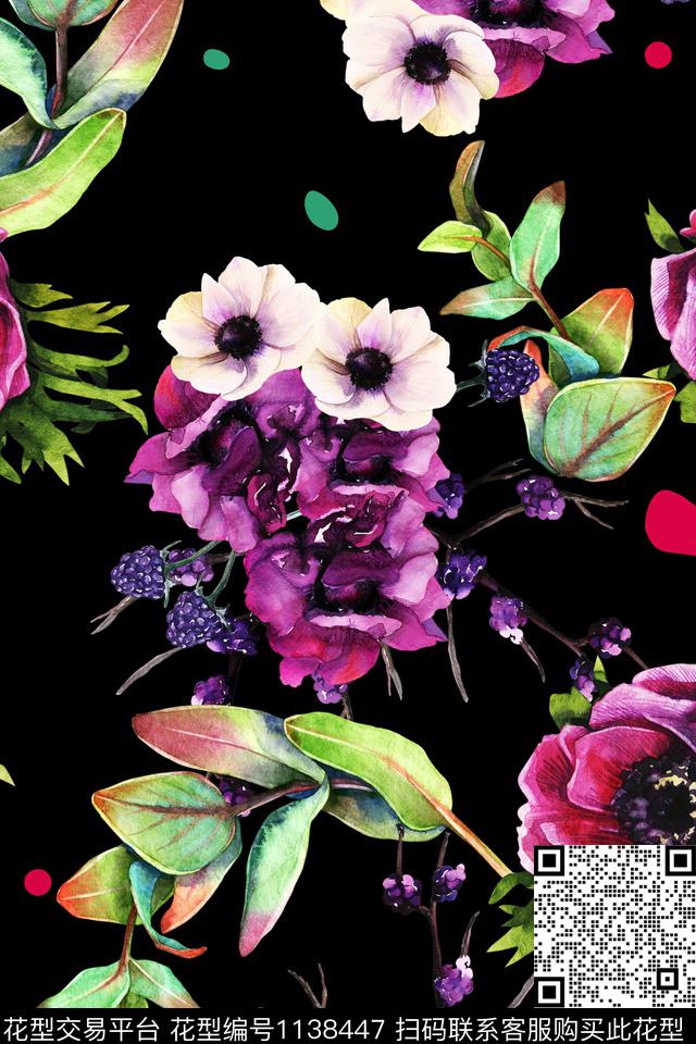 春夏华亿平台大牌风花卉数码印花华亿平台下载（图片编号: 1138447） - 瓦栏（Walan）