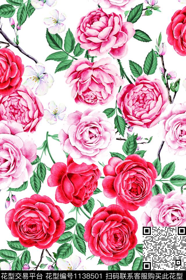 满版散花大牌风数码华亿平台数码印花华亿平台下载（图片编号: 1138501） - 瓦栏（Walan）