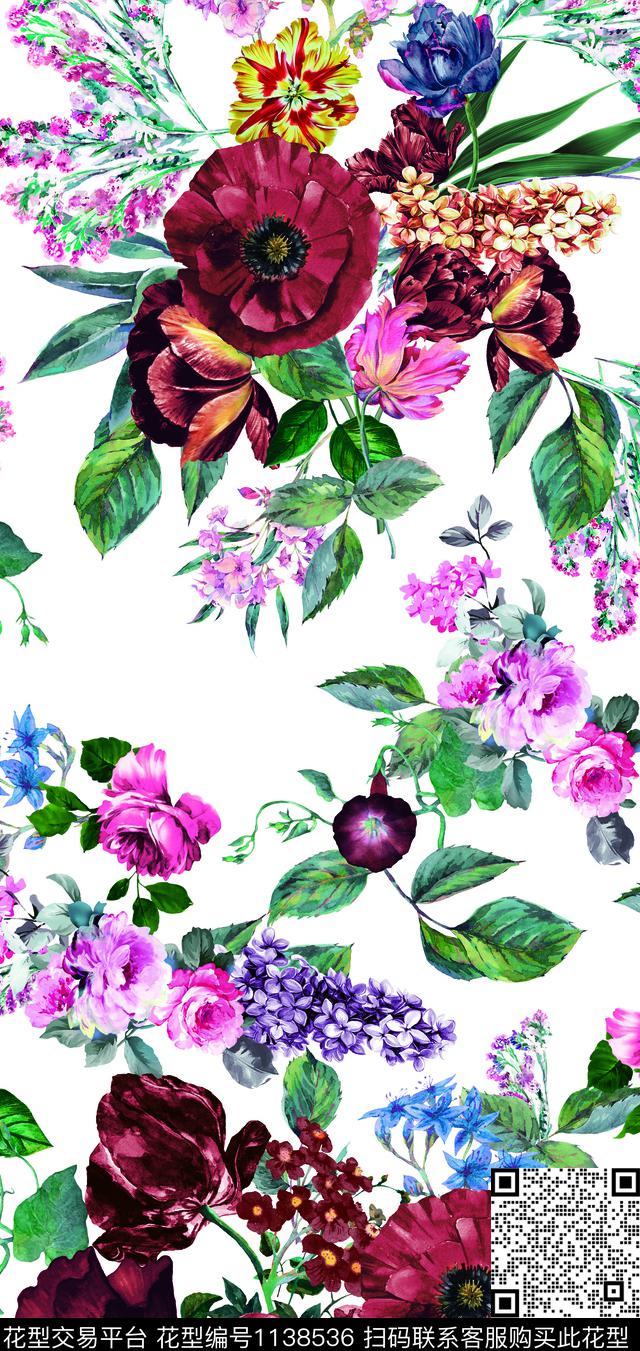 满版散花大牌风数码华亿平台数码印花华亿平台下载（图片编号: 1138536） - 瓦栏（Walan）