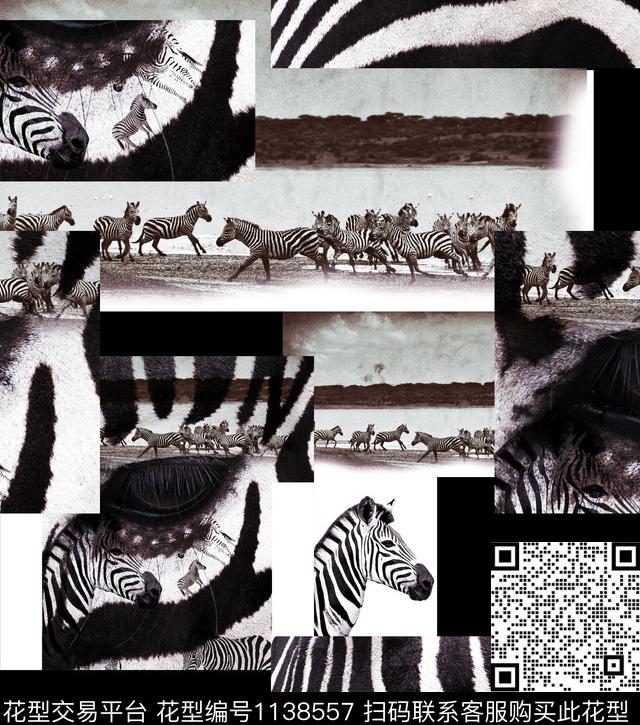 潮牌抽象斑马纹数码印花华亿平台下载（图片编号: 1138557） - 瓦栏（Walan）