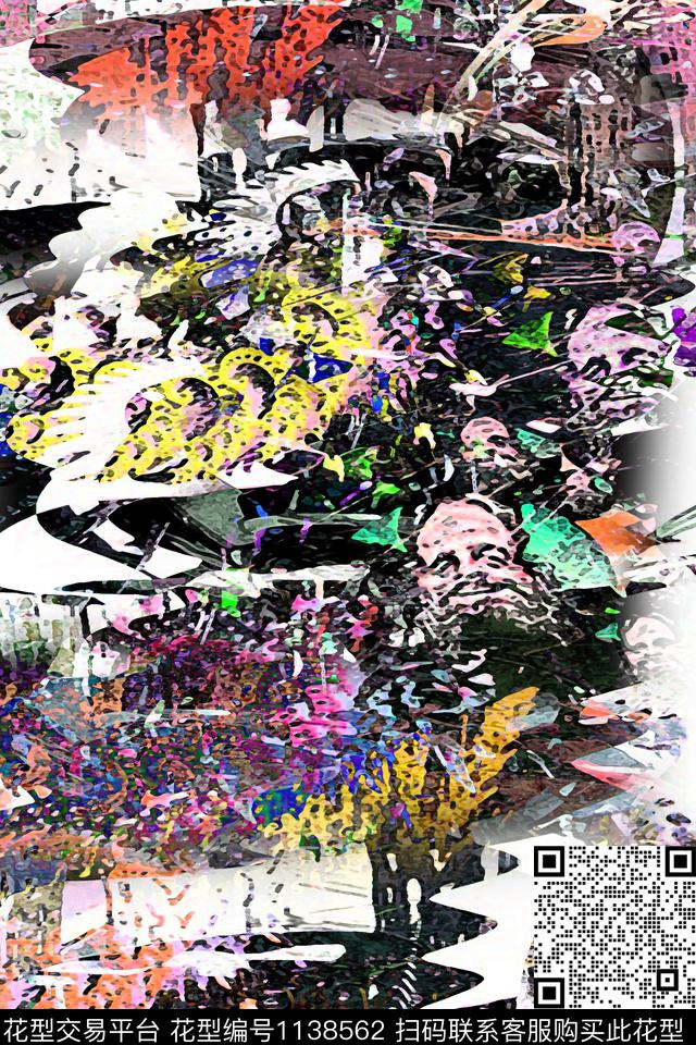 女装抽象男装潮流抽象数码印花华亿平台下载（图片编号: 1138562） - 瓦栏（Walan）
