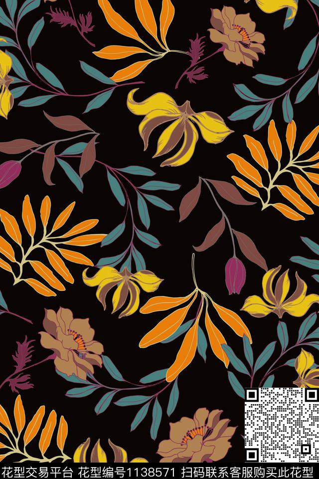 女装小碎花花卉数码印花华亿平台下载（图片编号: 1138571） - 瓦栏（Walan）