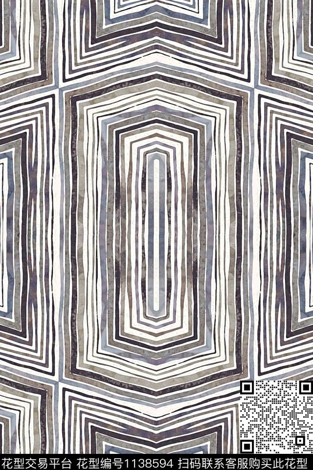 休闲条纹几何数码印花华亿平台下载（图片编号: 1138594） - 瓦栏（Walan）