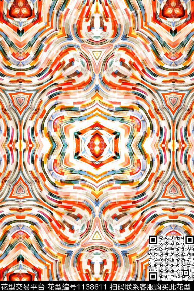 抽象休闲条纹数码印花华亿平台下载（图片编号: 1138611） - 瓦栏（Walan）