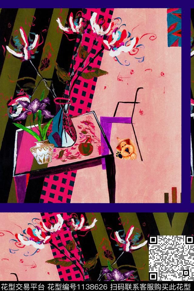 抽象花瓶油画华亿平台数码印花华亿平台下载（图片编号: 1138626） - 瓦栏（Walan）