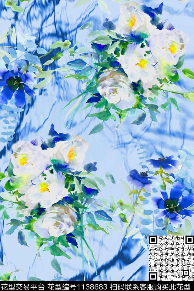 手绘抽象数码华亿平台数码印花华亿平台下载（图片编号: 1138683） - 瓦栏（Walan）