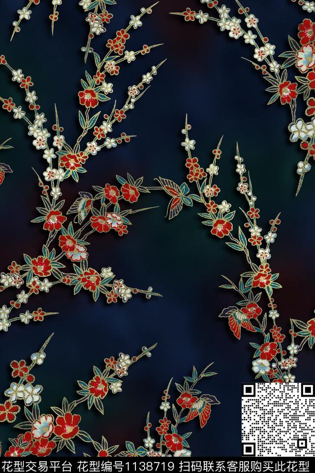 树枝中老年装绣花华亿平台数码印花华亿平台下载（图片编号: 1138719） - 瓦栏（Walan）