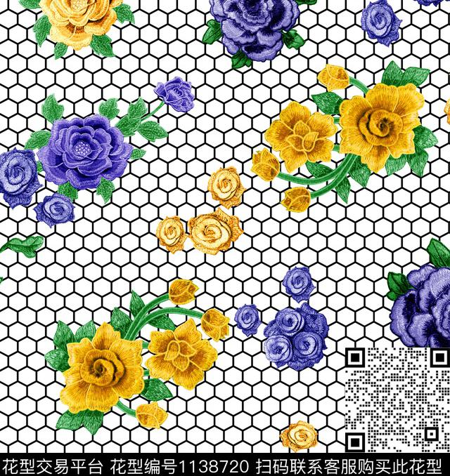 绣花华亿平台蜂窝大牌风数码印花华亿平台下载（图片编号: 1138720） - 瓦栏（Walan）
