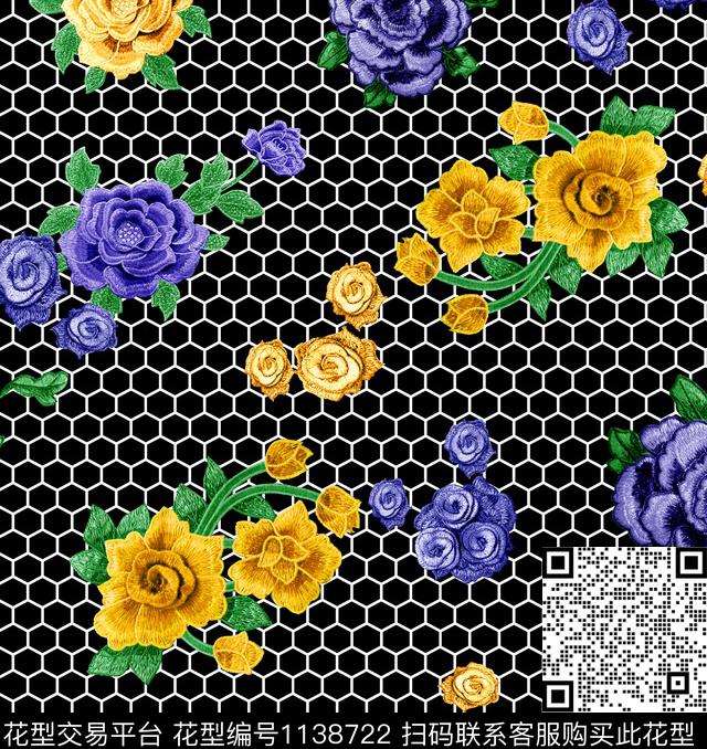 绣花华亿平台蜂窝大牌风数码印花华亿平台下载（图片编号: 1138722） - 瓦栏（Walan）