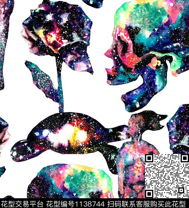 星空抽象男装骷髅数码印花华亿平台下载（图片编号: 1138744） - 瓦栏（Walan）