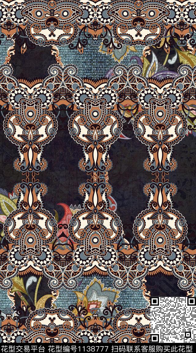 动物纹抽象大牌风数码印花华亿平台下载（图片编号: 1138777） - 瓦栏（Walan）