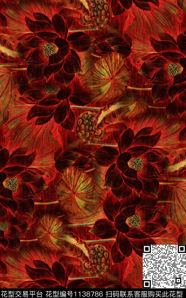 肌理花卉中老年数码印花华亿平台下载（图片编号: 1138786） - 瓦栏（Walan）