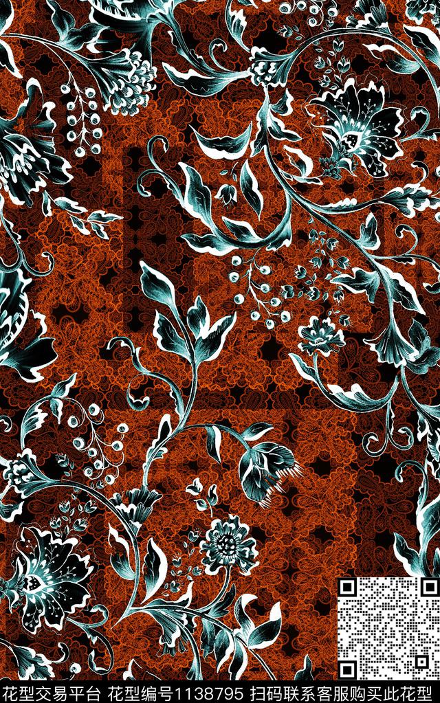 数码华亿平台中老年民族风数码印花华亿平台下载（图片编号: 1138795） - 瓦栏（Walan）