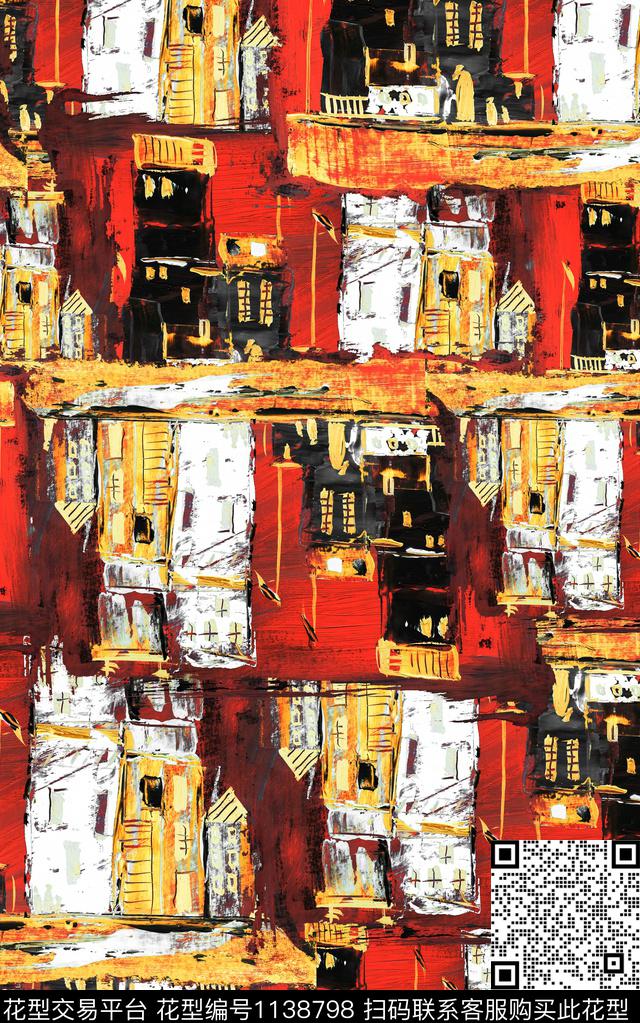 肌理笔触线条数码印花华亿平台下载（图片编号: 1138798） - 瓦栏（Walan）