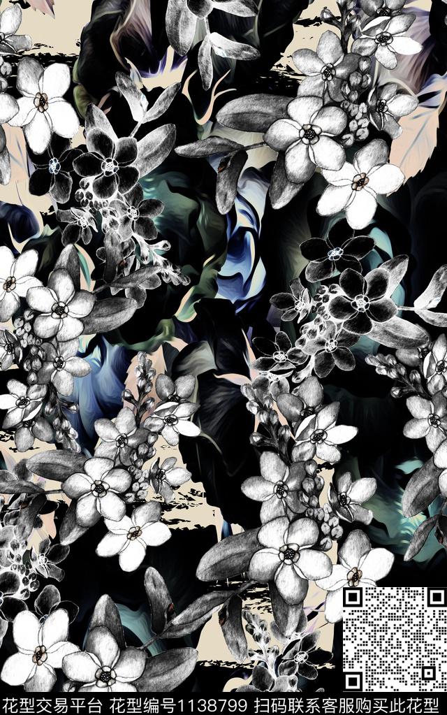 小碎花花卉中老年数码印花华亿平台下载（图片编号: 1138799） - 瓦栏（Walan）