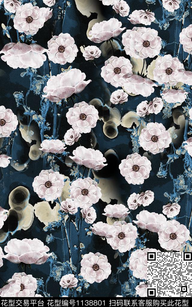 小碎花花卉中老年数码印花华亿平台下载（图片编号: 1138801） - 瓦栏（Walan）