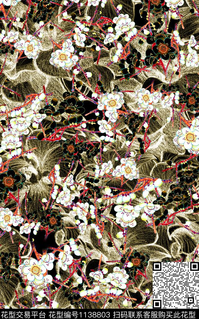 小碎花花卉中老年数码印花华亿平台下载（图片编号: 1138803） - 瓦栏（Walan）