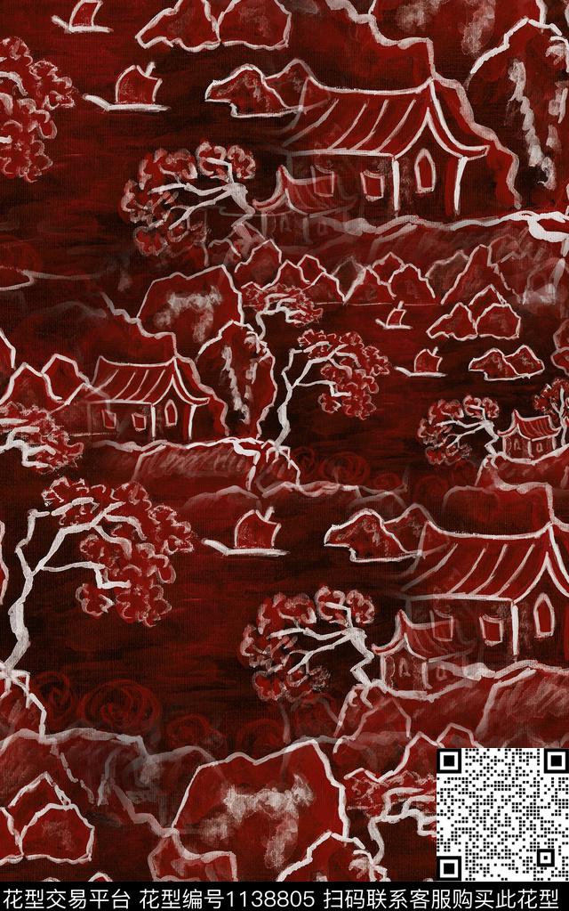 肌理笔触线条数码印花华亿平台下载（图片编号: 1138805） - 瓦栏（Walan）