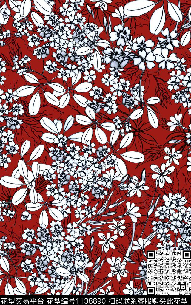 肌理数码华亿平台花卉数码印花华亿平台下载（图片编号: 1138890） - 瓦栏（Walan）