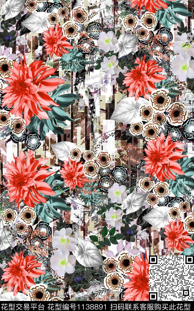 肌理数码华亿平台花卉数码印花华亿平台下载（图片编号: 1138891） - 瓦栏（Walan）