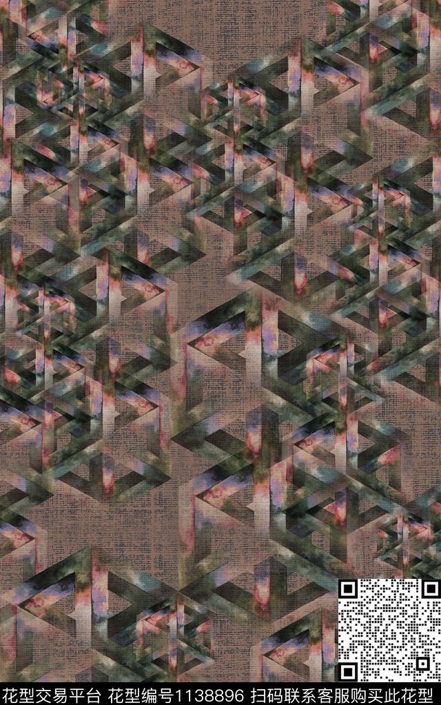 肌理笔触抽象数码印花华亿平台下载（图片编号: 1138896） - 瓦栏（Walan）