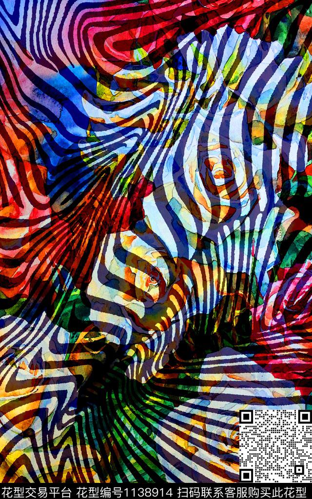 斑马纹洋阳---动物纹水彩肌理数码印花华亿平台下载（图片编号: 1138914） - 瓦栏（Walan）