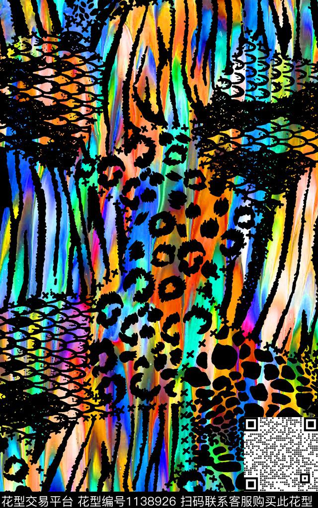 洋阳---动物纹豹纹斑马纹油画肌理数码印花华亿平台下载（图片编号: 1138926） - 瓦栏（Walan）