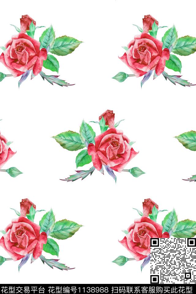 手绘花卉波点留白数码印花华亿平台下载（图片编号: 1138988） - 瓦栏（Walan）