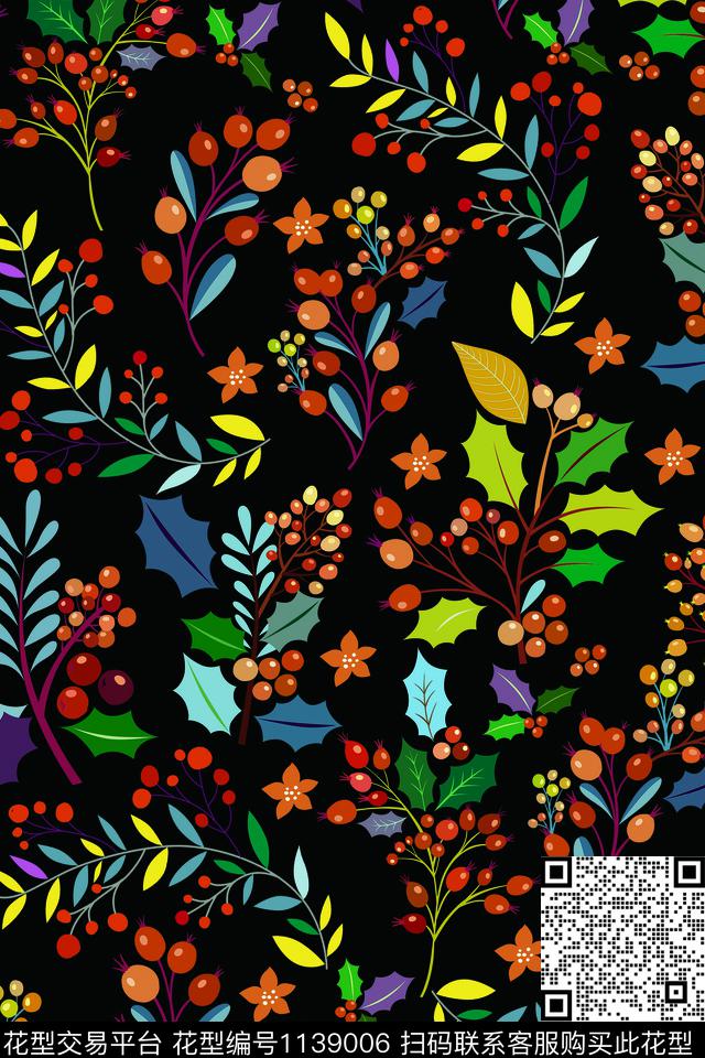 可爱简笔花卉波点数码印花华亿平台下载（图片编号: 1139006） - 瓦栏（Walan）