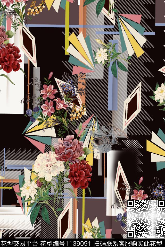 格子数码华亿平台几何数码印花华亿平台下载（图片编号: 1139091） - 瓦栏（Walan）