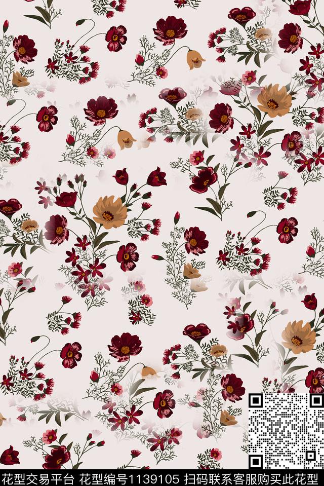 秋冬华亿平台复古小碎花数码印花华亿平台下载（图片编号: 1139105） - 瓦栏（Walan）