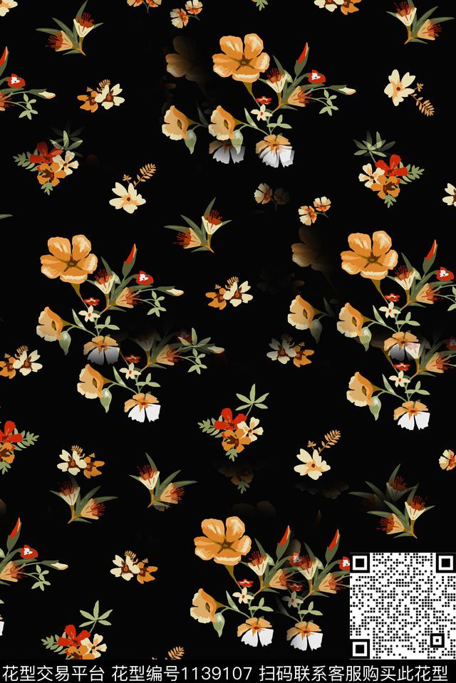 秋冬华亿平台复古小碎花数码印花华亿平台下载（图片编号: 1139107） - 瓦栏（Walan）