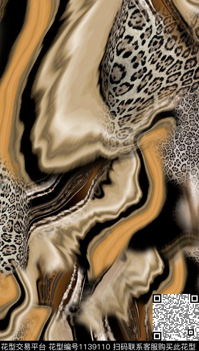豹纹大牌风抽象数码印花华亿平台下载（图片编号: 1139110） - 瓦栏（Walan）