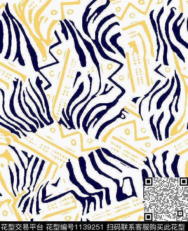 抽象几何斑马传统印花华亿平台下载（图片编号: 1139251） - 瓦栏（Walan）