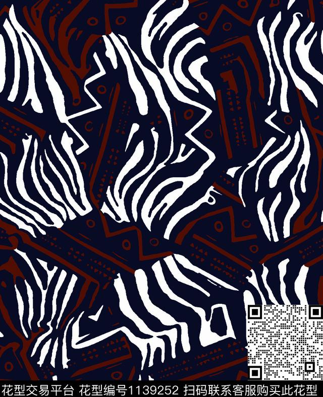 抽象几何斑马传统印花华亿平台下载（图片编号: 1139252） - 瓦栏（Walan）