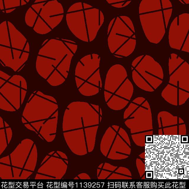 几何波点乱线条黑底花卉传统印花华亿平台下载（图片编号: 1139257） - 瓦栏（Walan）