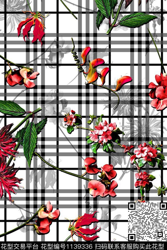 几何花卉Fei-创意花卉Fei-女装数码印花华亿平台下载（图片编号: 1139336） - 瓦栏（Walan）